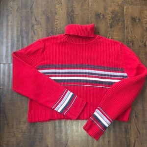 Vintage red turtleneck cropped sweater